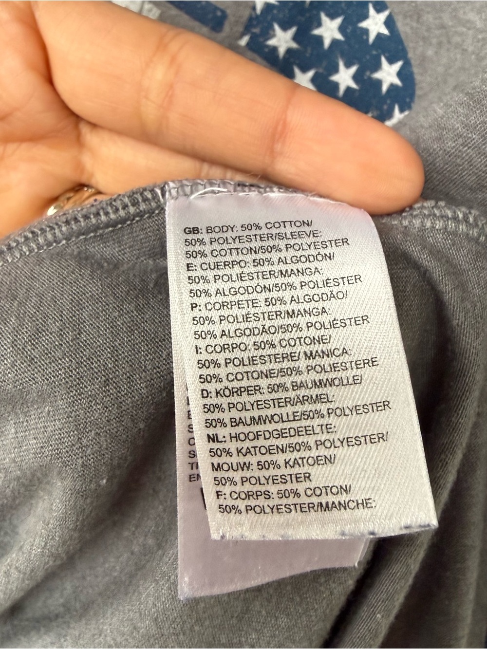 The North Face Americana Baseball Tee Heather Grey Blue 3/4 Raglan Shirt Large - Picture 3 of 6
